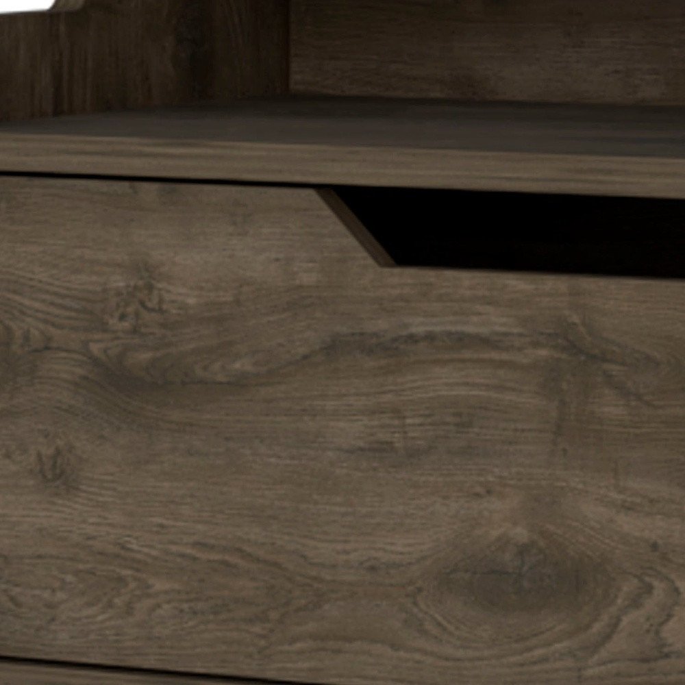 13" Brown Wood One Drawer Floating Nightstand — view 6