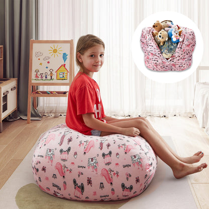 32" Pink Microfiber Round Princess Pouf Cover