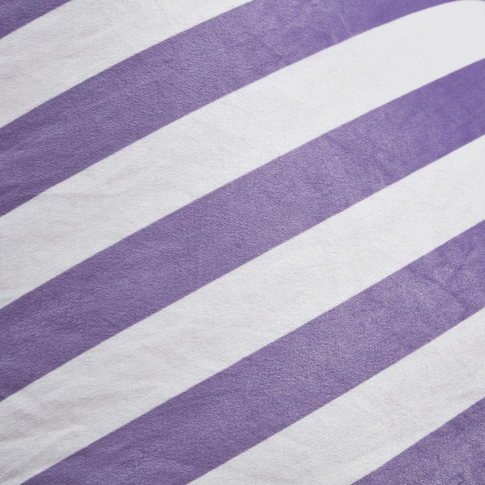 35" Purple and White Microfiber Specialty Striped Pouf Cover HomeRoots