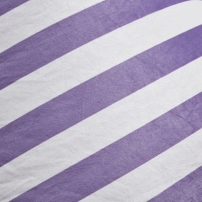 35" Purple and White Microfiber Specialty Striped Pouf Cover HomeRoots