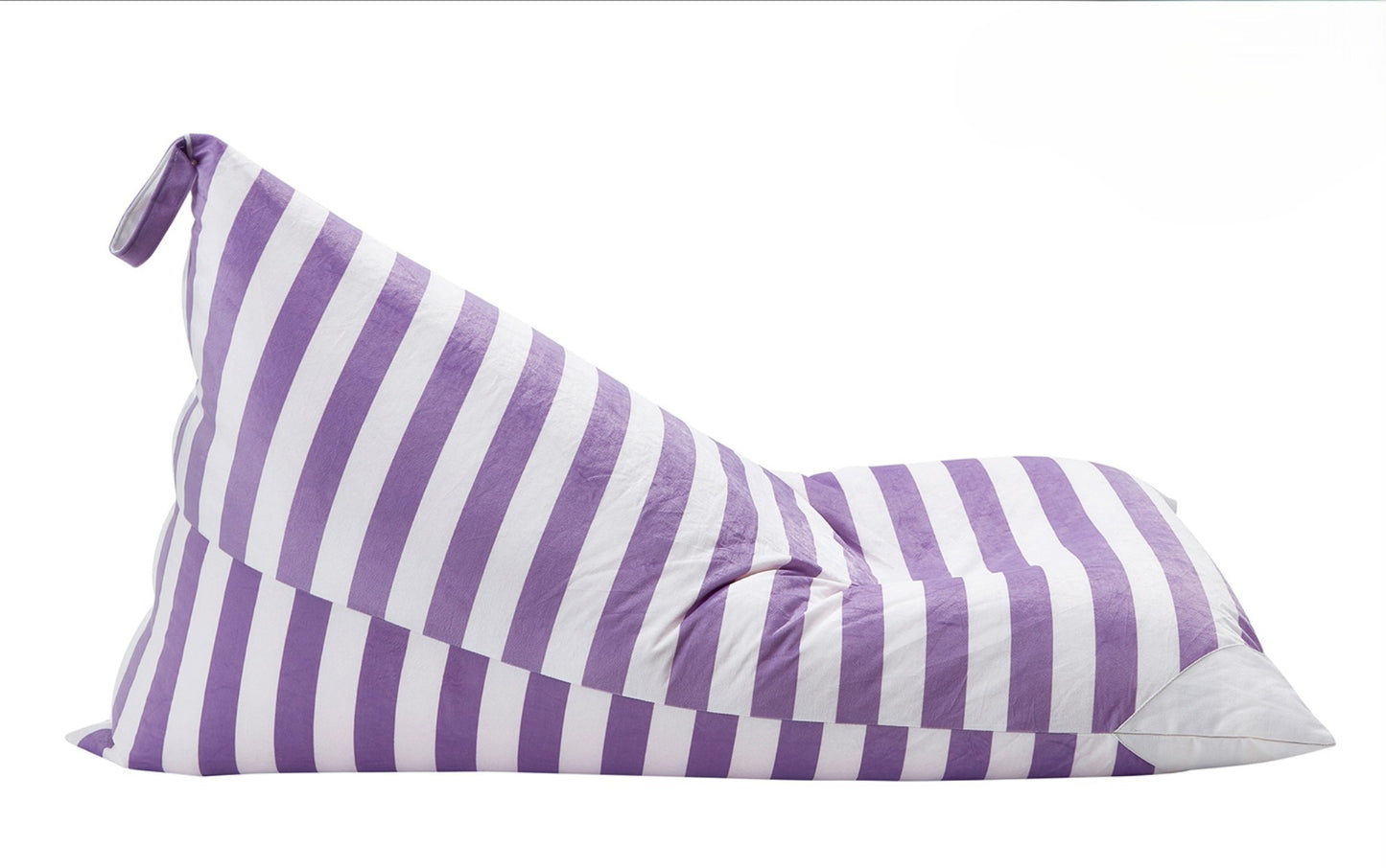 35" Purple and White Microfiber Specialty Striped Pouf Cover