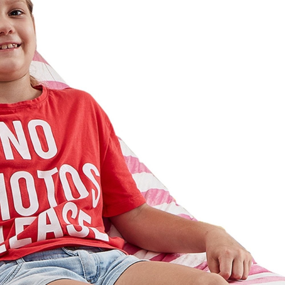 35" Purple and White Microfiber Specialty Striped Pouf Cover HomeRoots