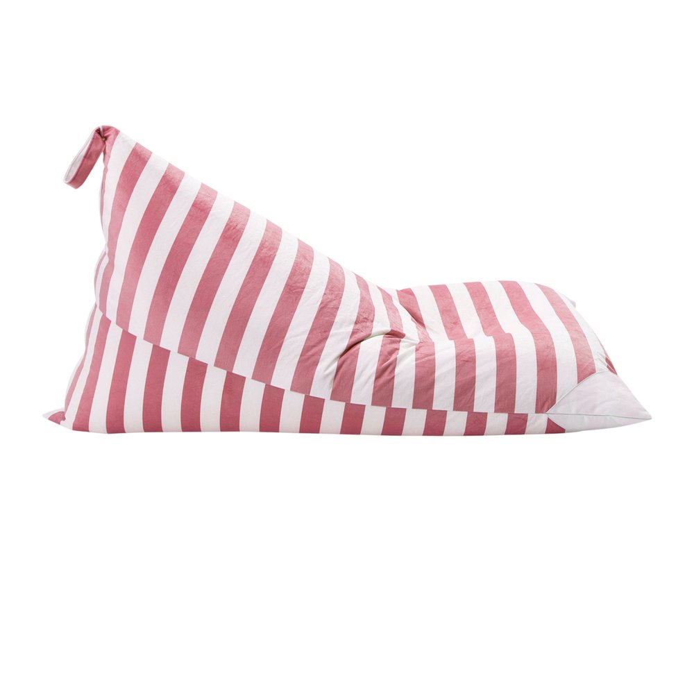 35" Purple and White Microfiber Specialty Striped Pouf Cover HomeRoots