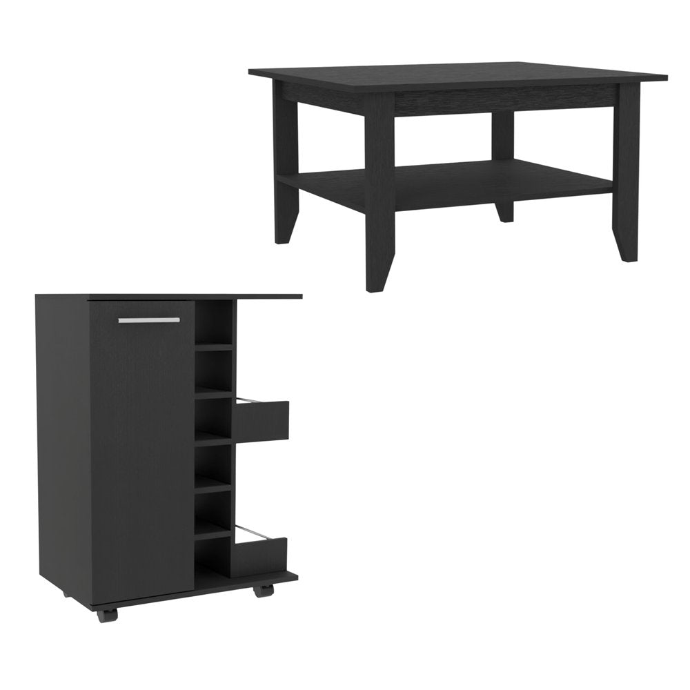 Set Of Two Black Wood Coffee Table HomeRoots