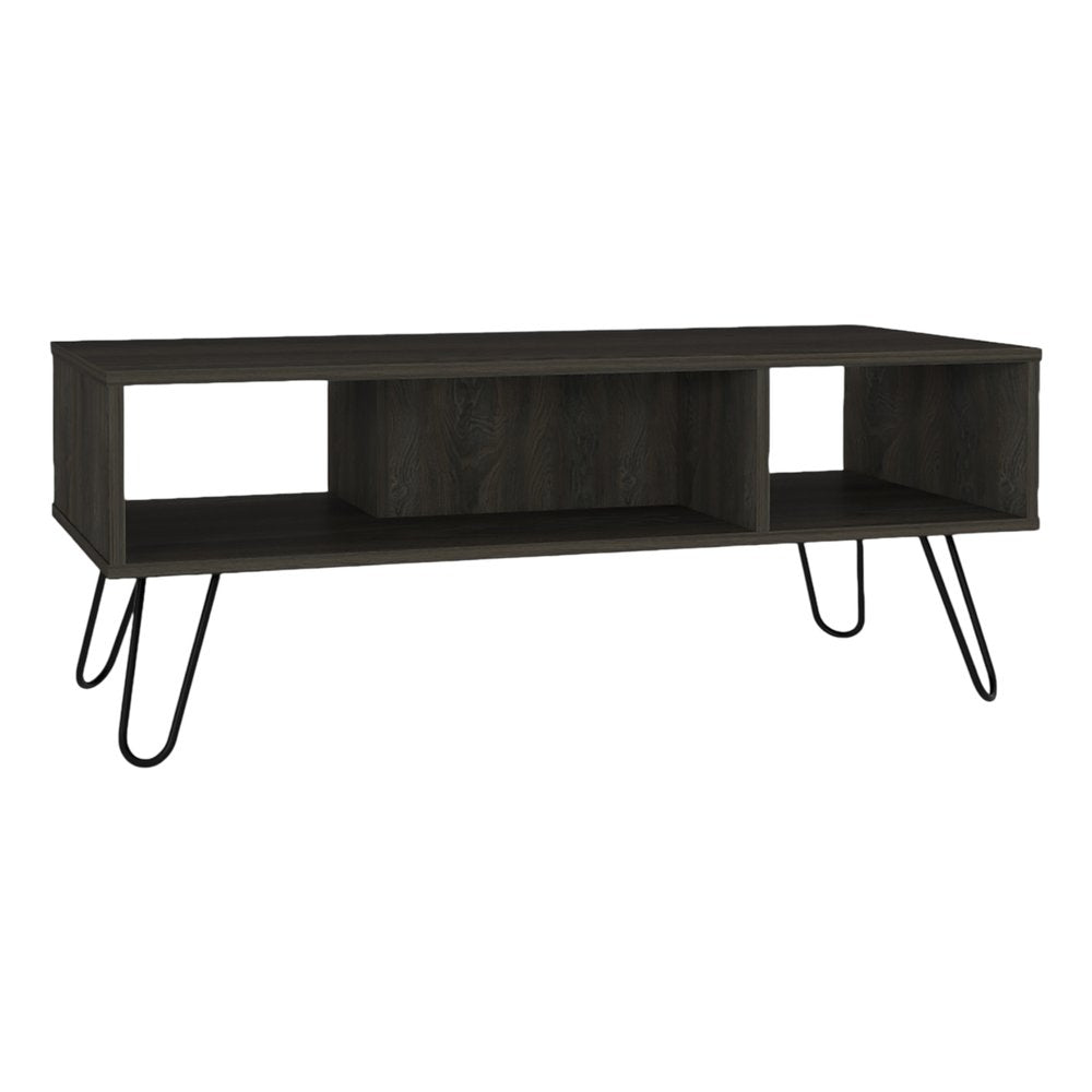Set Of Two Black and Espresso Wood Coffee Table With Two Shelves HomeRoots