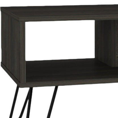 Set Of Two Black and Espresso Wood Coffee Table With Two Shelves HomeRoots