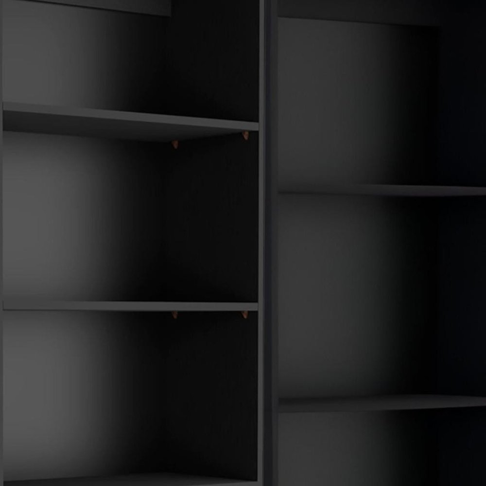 Set of Two Black Wood Multi Tier Bookcases HomeRoots