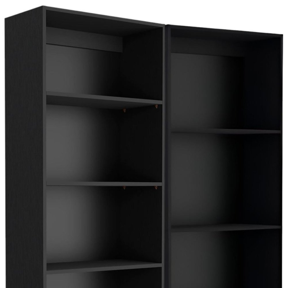 Set of Two Black Wood Multi Tier Bookcases — view 5