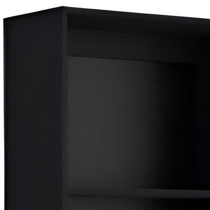 Set of Two Black Wood Multi Tier Bookcases