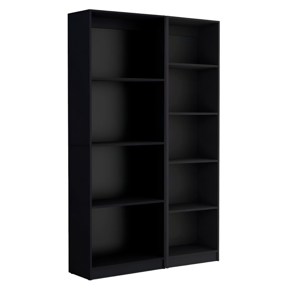 Set of Two Black Wood Multi Tier Bookcases — view 3