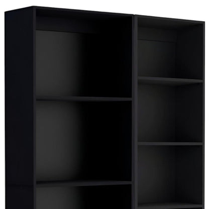 Set of Two Black Wood Multi Tier Bookcases HomeRoots