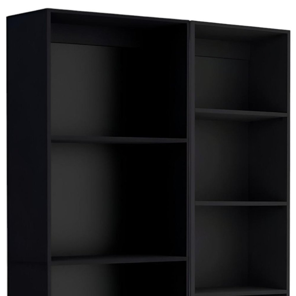 Set of Two Black Wood Multi Tier Bookcases — view 5