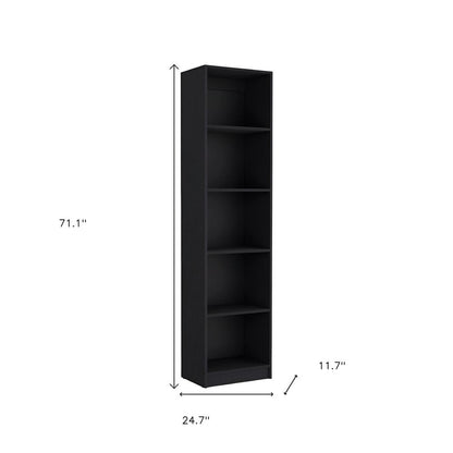 Set of Two Black Wood Multi Tier Bookcases