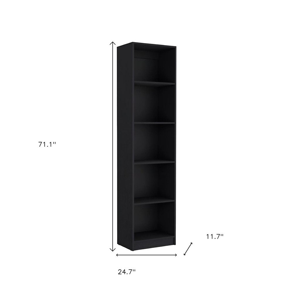 Set of Two Black Wood Multi Tier Bookcases HomeRoots