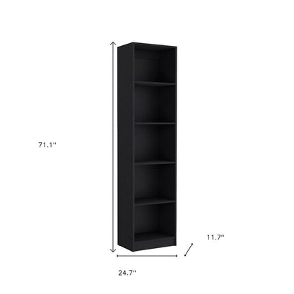 Set of Two Black Wood Multi Tier Bookcases HomeRoots
