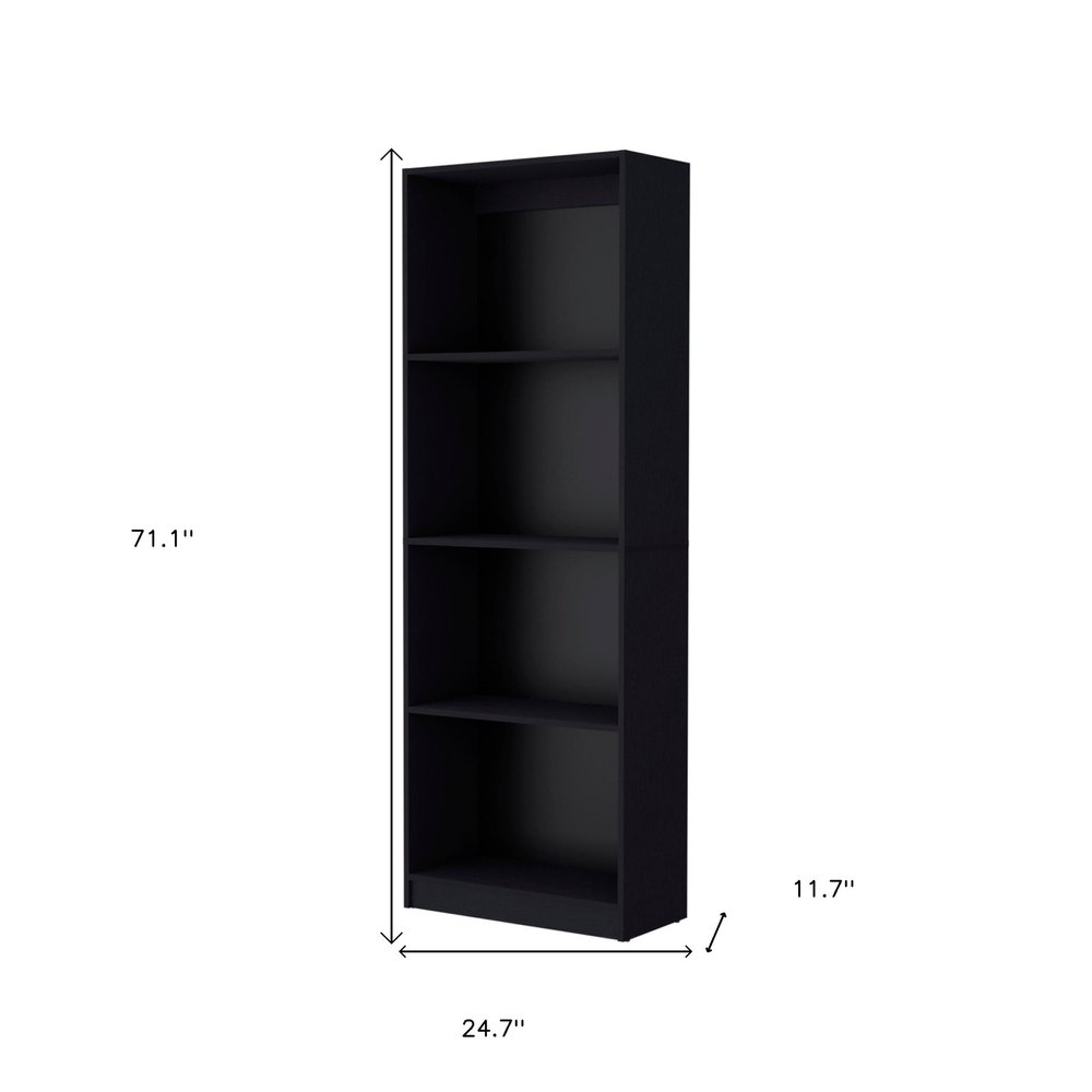 Set of Two 71" Black Bookcase With Two Doors HomeRoots
