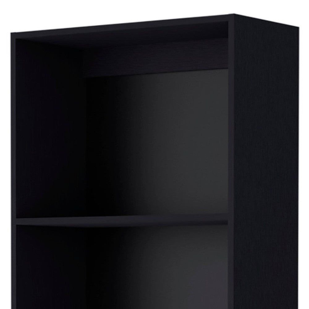 Set of Two 71" Black Bookcase With Two Doors