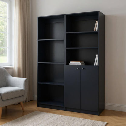 Set of Two 71" Black Bookcase With Two Doors HomeRoots