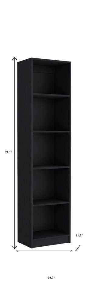 71" Black Five Tier Bookcase HomeRoots