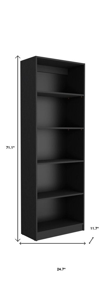 Set of Two 71" Black Five Tier Bookcase With Two Doors HomeRoots