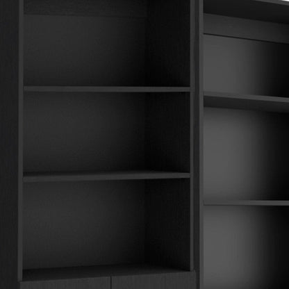 Set of Two 71" Black Five Tier Bookcase With Two Doors HomeRoots