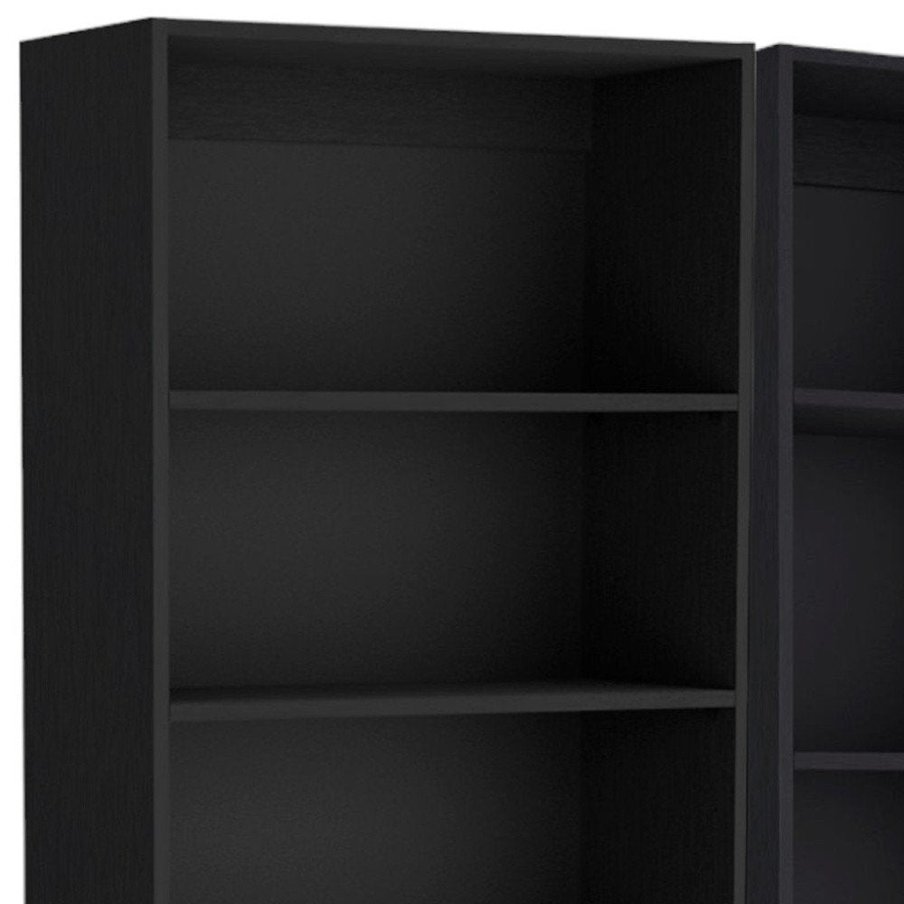 71" Black Five Tier Bookcase with Two doors HomeRoots
