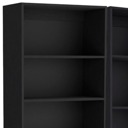 71" Black Five Tier Bookcase with Two doors HomeRoots
