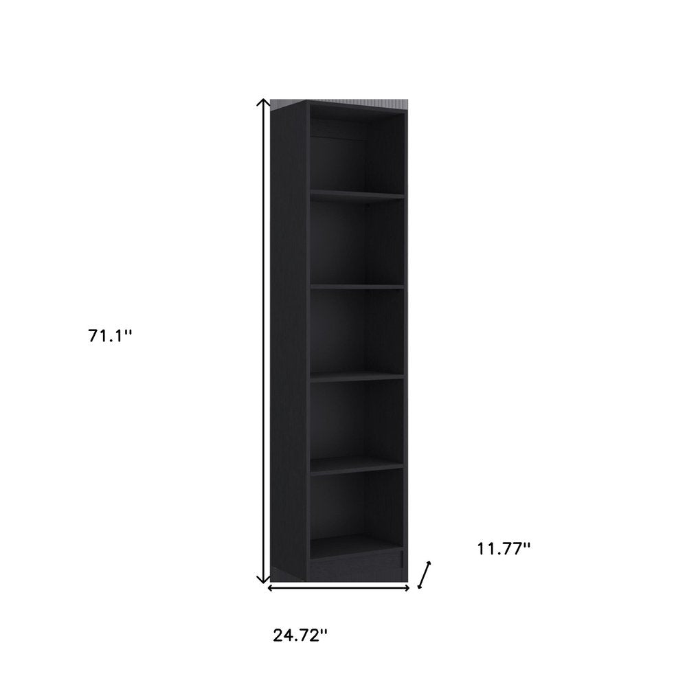 71" Black Five Tier Bookcase with Two doors HomeRoots