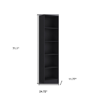 71" Black Five Tier Bookcase with Two doors HomeRoots