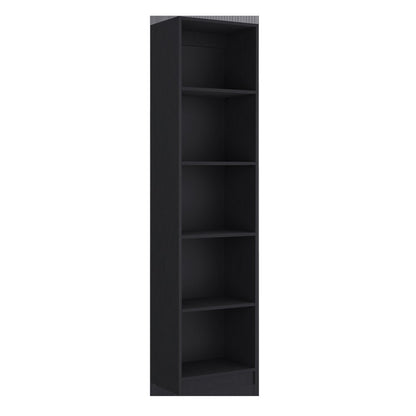 71" Black Five Tier Bookcase with Two doors HomeRoots