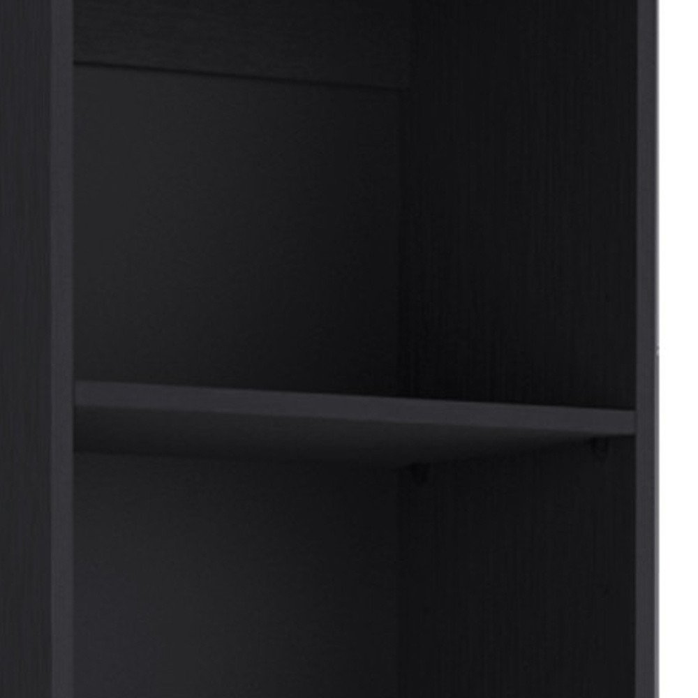 71" Black Five Tier Bookcase with Two doors HomeRoots