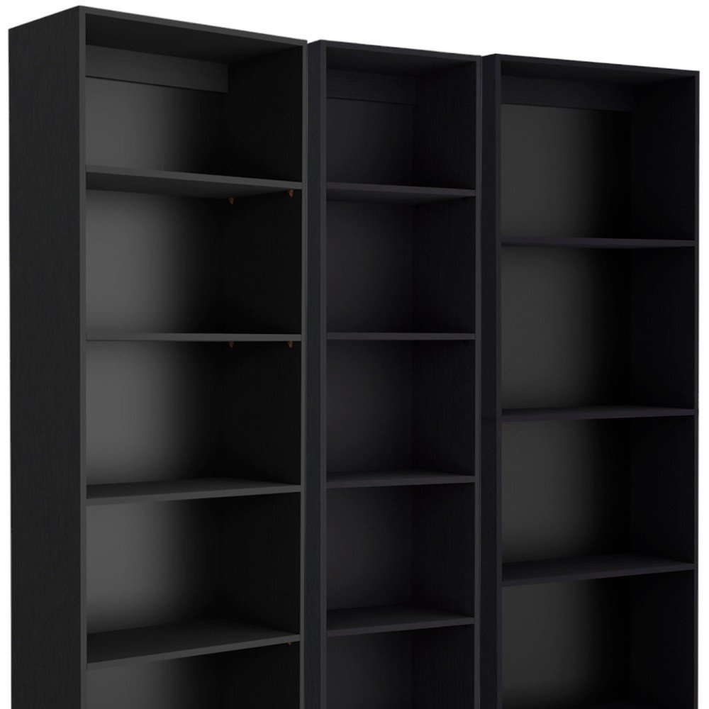 Set of Three Black Five Tier Bookcase HomeRoots