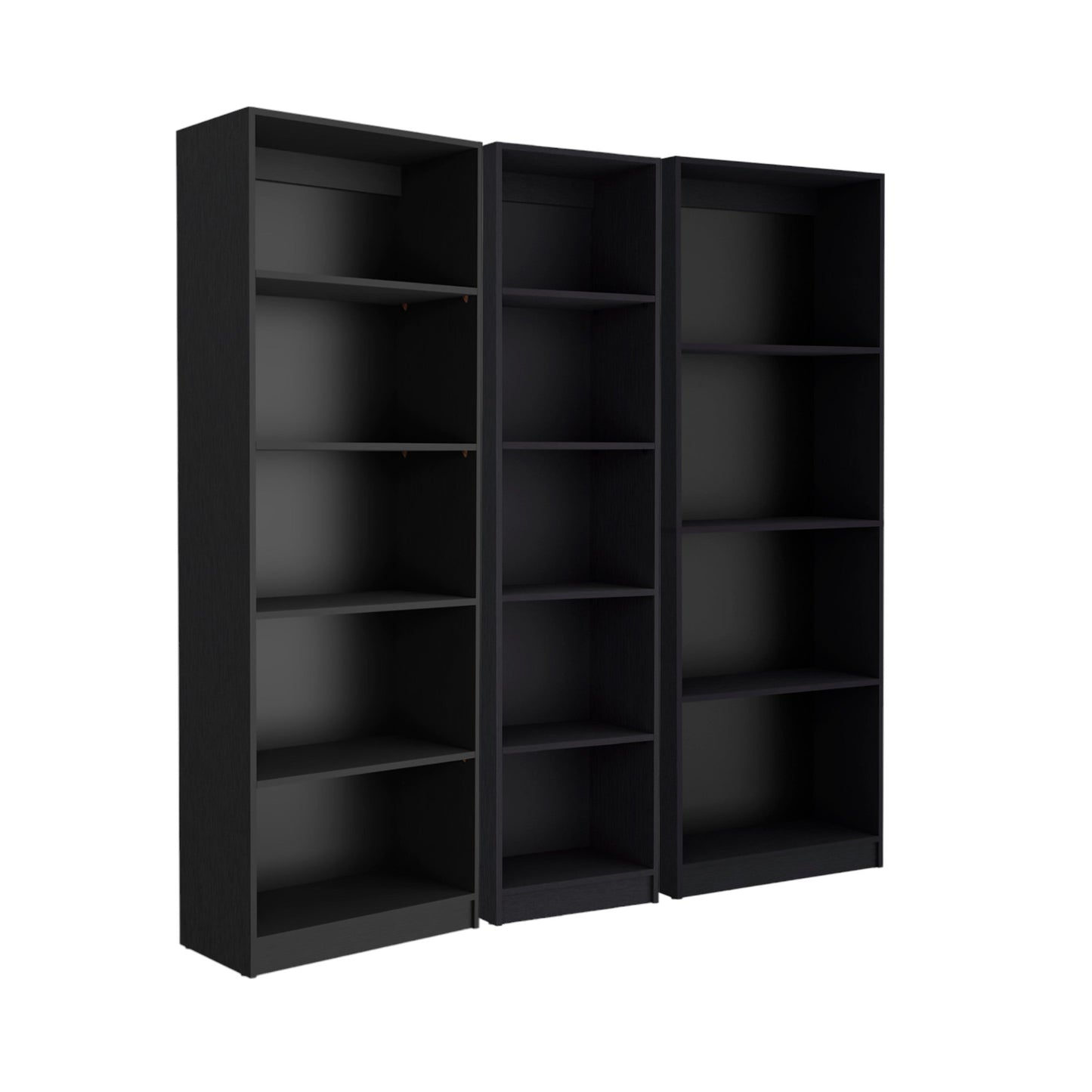 71" Black Five Tier Bookcase