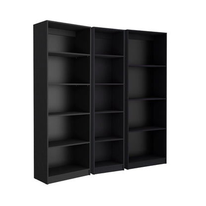 Set of Three Black Five Tier Bookcase HomeRoots