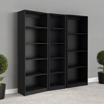 Set of Three Black Five Tier Bookcase HomeRoots