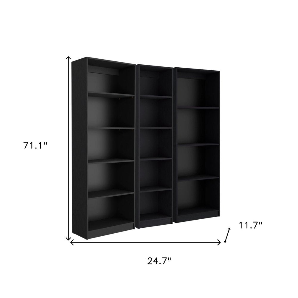 Set of Three Black Five Tier Bookcase HomeRoots