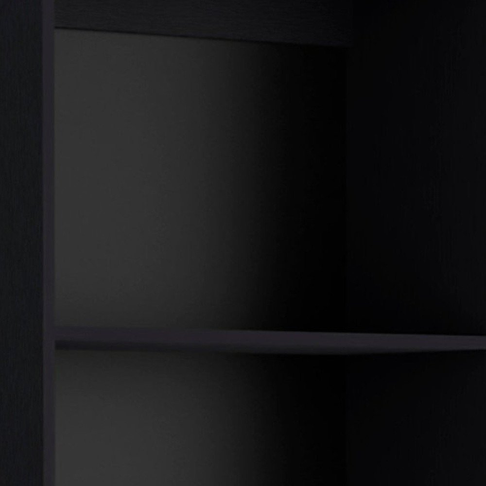 71" Black Five Tier Bookcase with Two doors HomeRoots