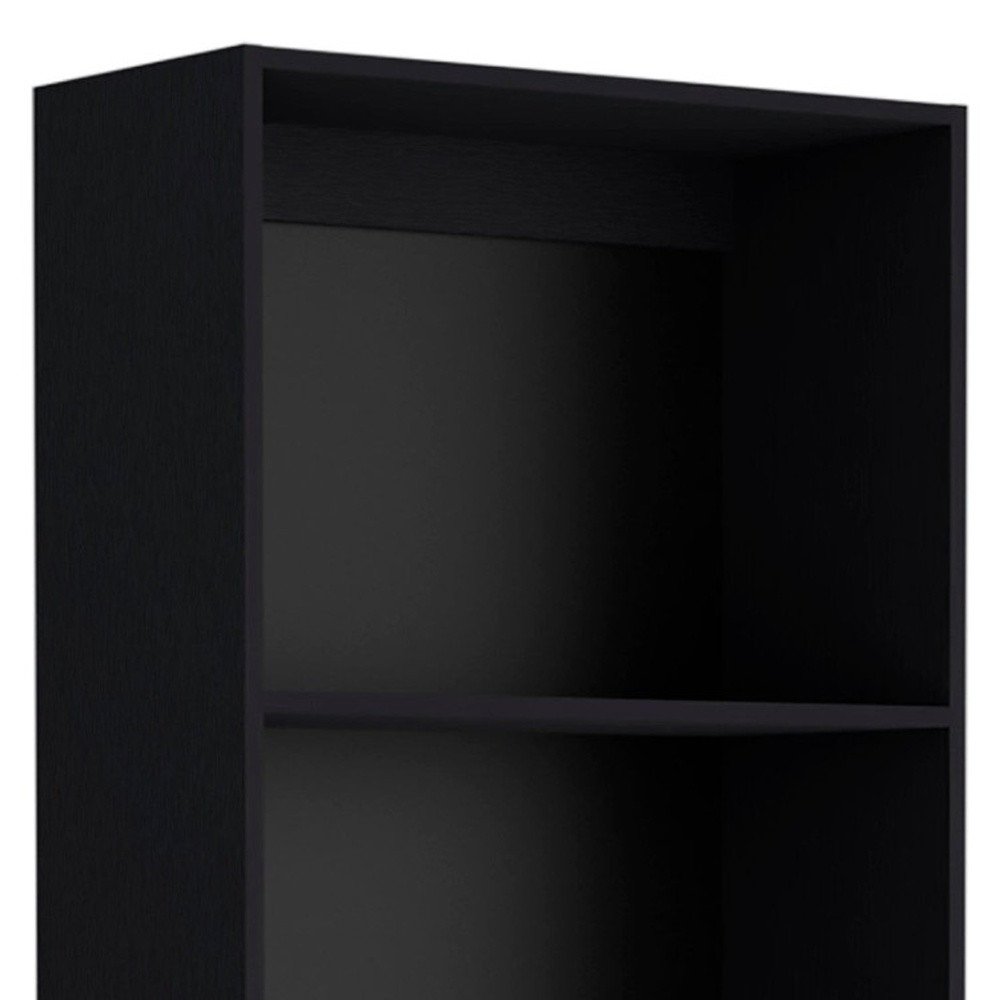 71" Black Five Tier Bookcase with Two doors HomeRoots