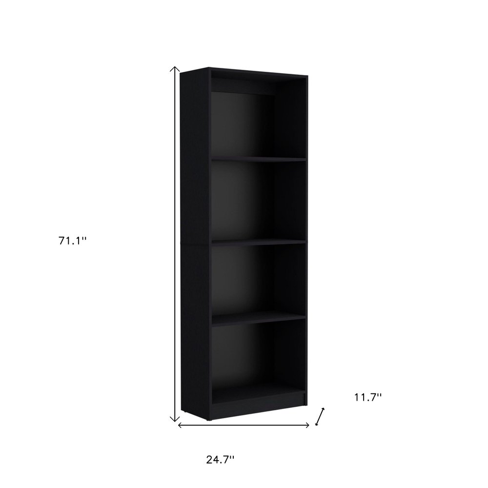 71" Black Five Tier Bookcase with Two doors HomeRoots