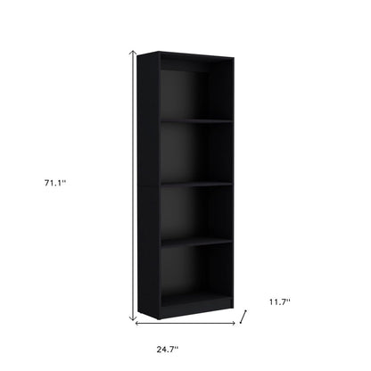 71" Black Five Tier Bookcase with Two doors HomeRoots