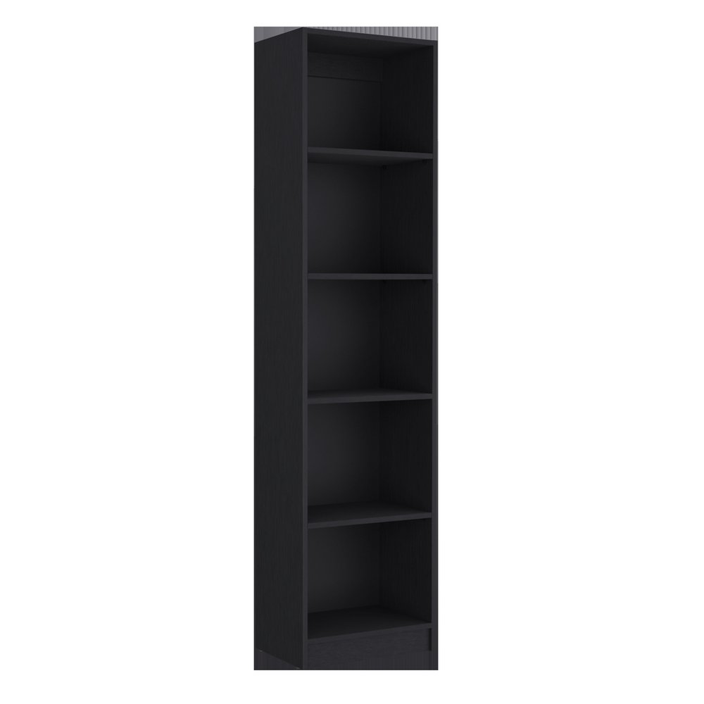71" Black Five Tier Bookcase with Two doors HomeRoots