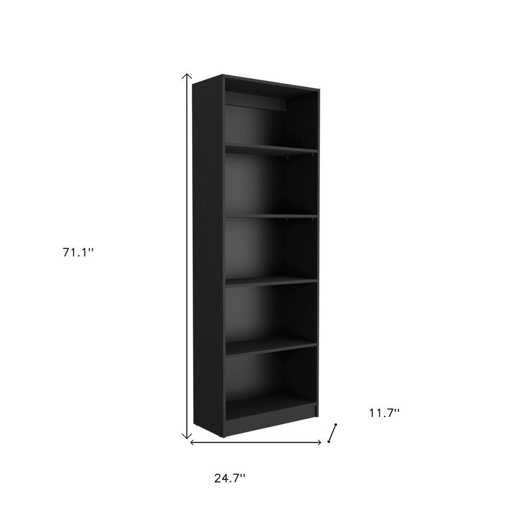 Set of Three Black Wood Five Tier Bookcase with Two Doors HomeRoots
