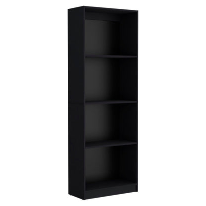 Set of Three Black Wood Five Tier Bookcase with Two Doors HomeRoots