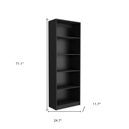 71" Black Five Tier Bookcase HomeRoots