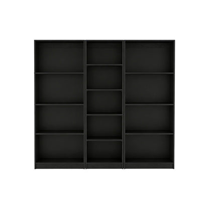 Set of Three Black Wood Five Tier Bookcase HomeRoots