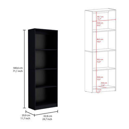 71" Black Five Tier Bookcase HomeRoots