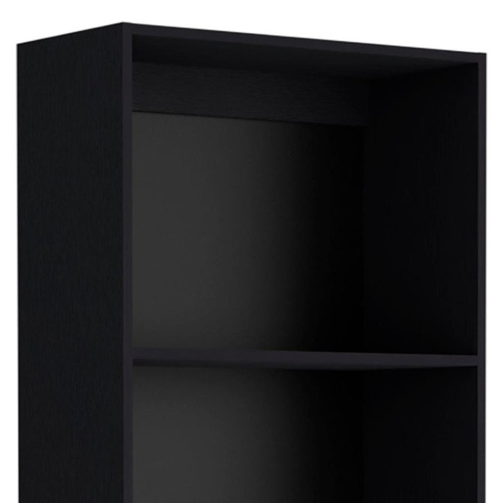 Set of Three Black Wood Five Tier Bookcase HomeRoots