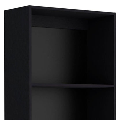 Set of Three Black Wood Five Tier Bookcase HomeRoots