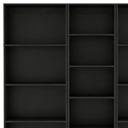 Set of Three Black Wood Five Tier Bookcase HomeRoots