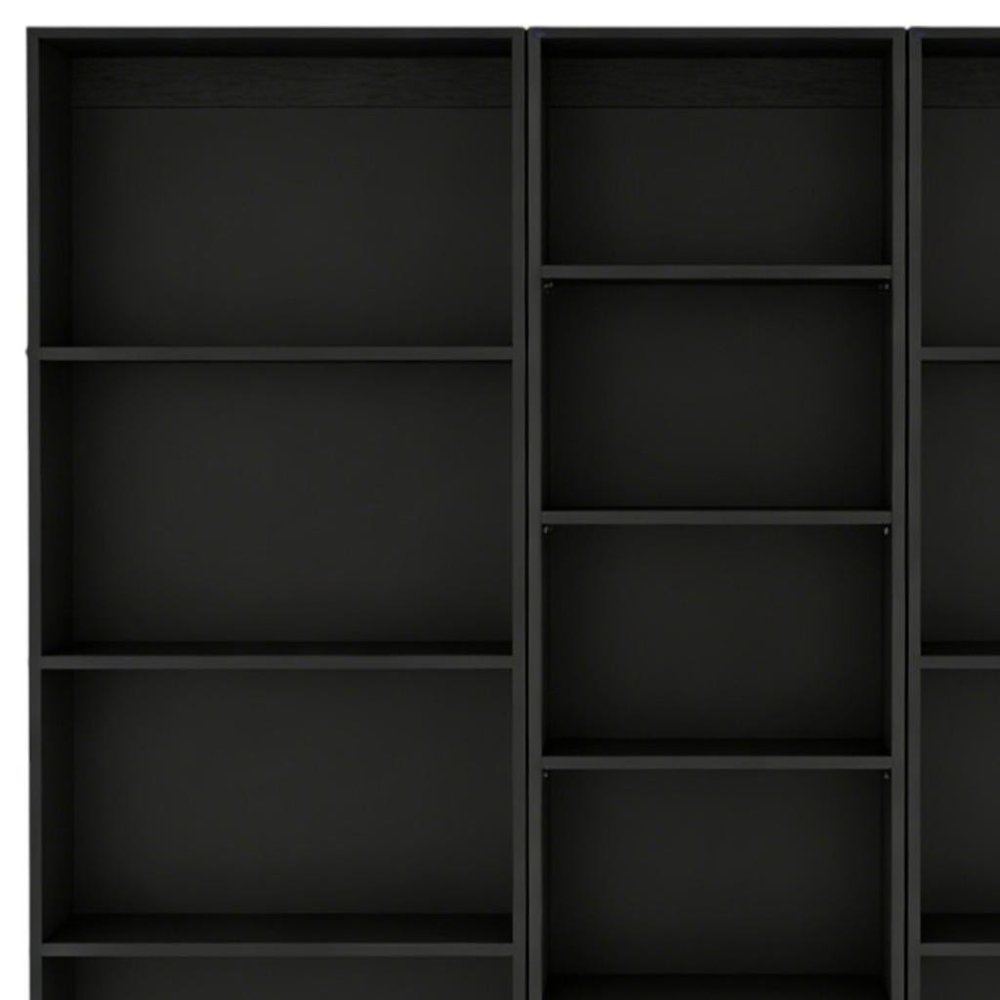Set of Three Black Wood Five Tier Bookcase HomeRoots